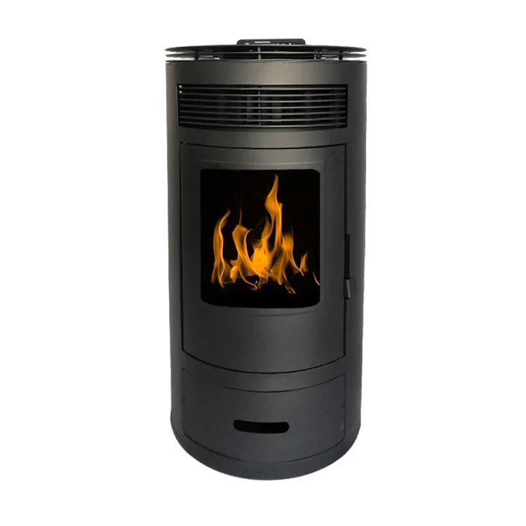12kw Round Spain Portable China On Sale Cheap Fireplace Display Wood Pellet