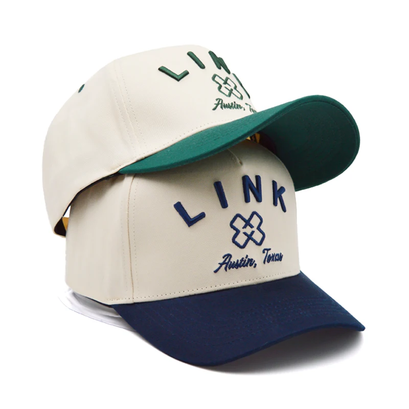 100% Cotton Baseball Caps Dad navy natural 5 panel scrutured two tone hat two-tone baseball hats caps two tone sport cap hat