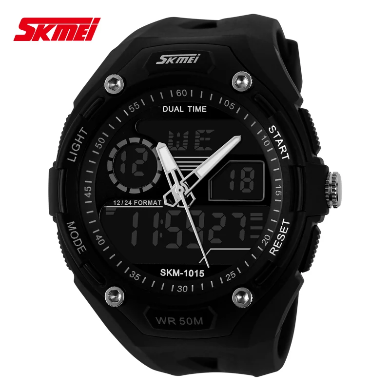 SKMEI 1015 Men Quartz Analog Digital Watch Fashion Design Water Proof Multifunction Complete Calendar Day Alarm Sport Watch