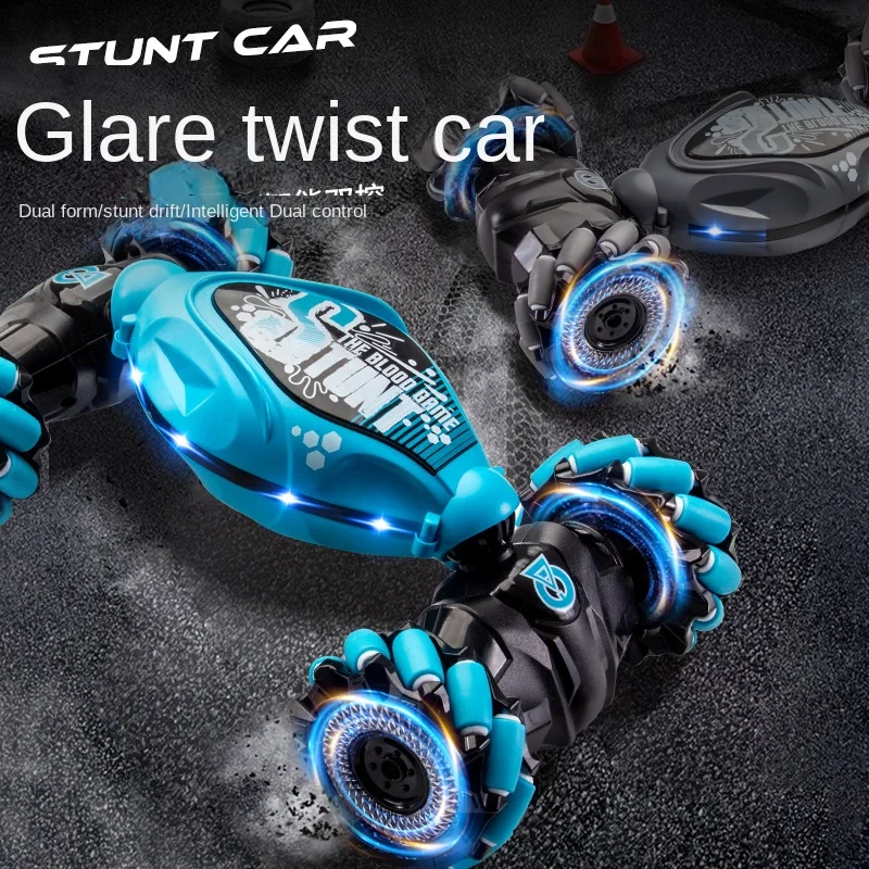 Double-Sided Stunt Remote Control Racing Car Kids Four-Wheel Drive Off-Road Vehicle Sound Light Effects Gesture RC Car Charger