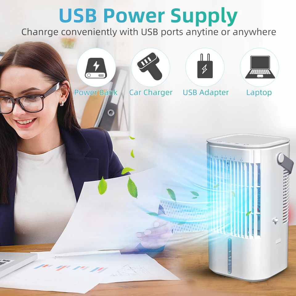 Swamp Cooler Evaporative Air Cooler For Home Dormitory Touch The Switch ,Seven-Color Light,Drawer Type Water