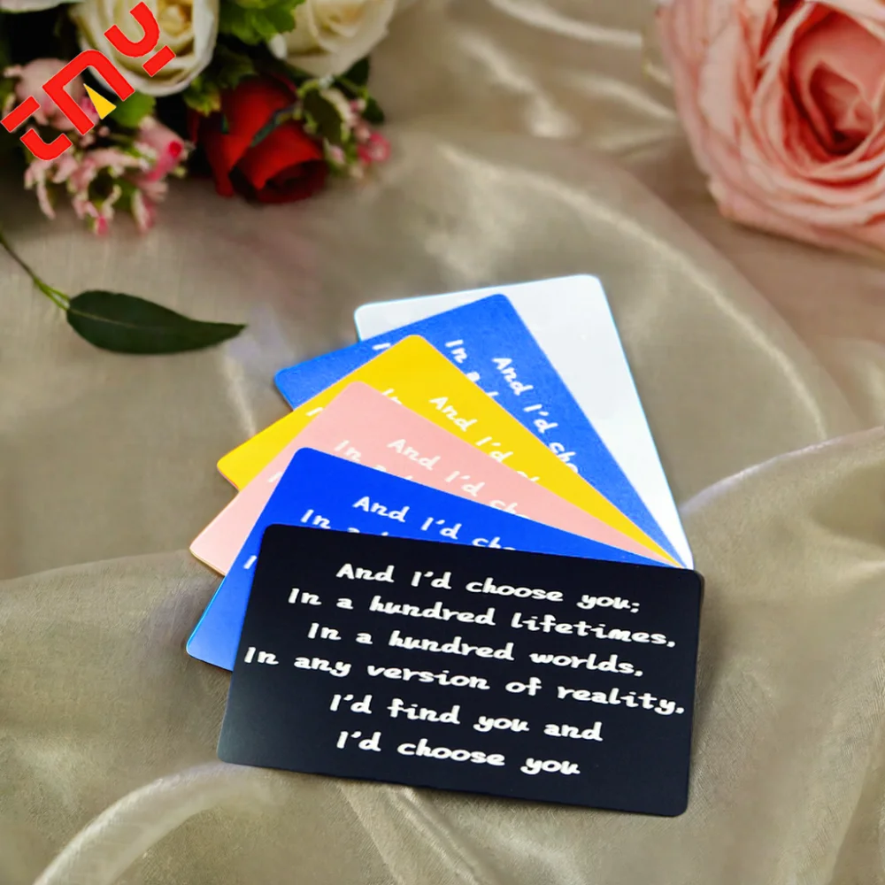 Wholesale Customizable Laser Engraving 0.8MM Aluminum Blank Metallic Gift Card for Holiday Wishes