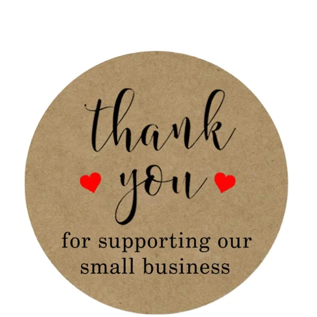 Custom 1 inch round kraft paper printed round seal thank you label for your business self-adhesive roll sticker