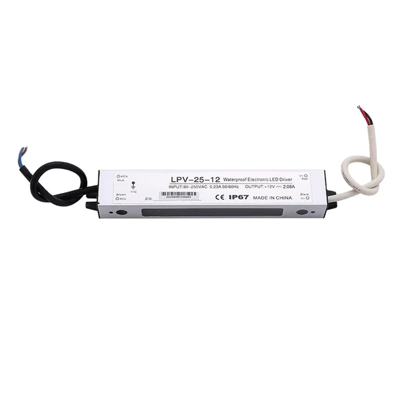 25W Waterproof Switching mode Power Supply 12V 2.08A ac-dc IP67 Constant voltage SMPS led driver for OEM out Door use