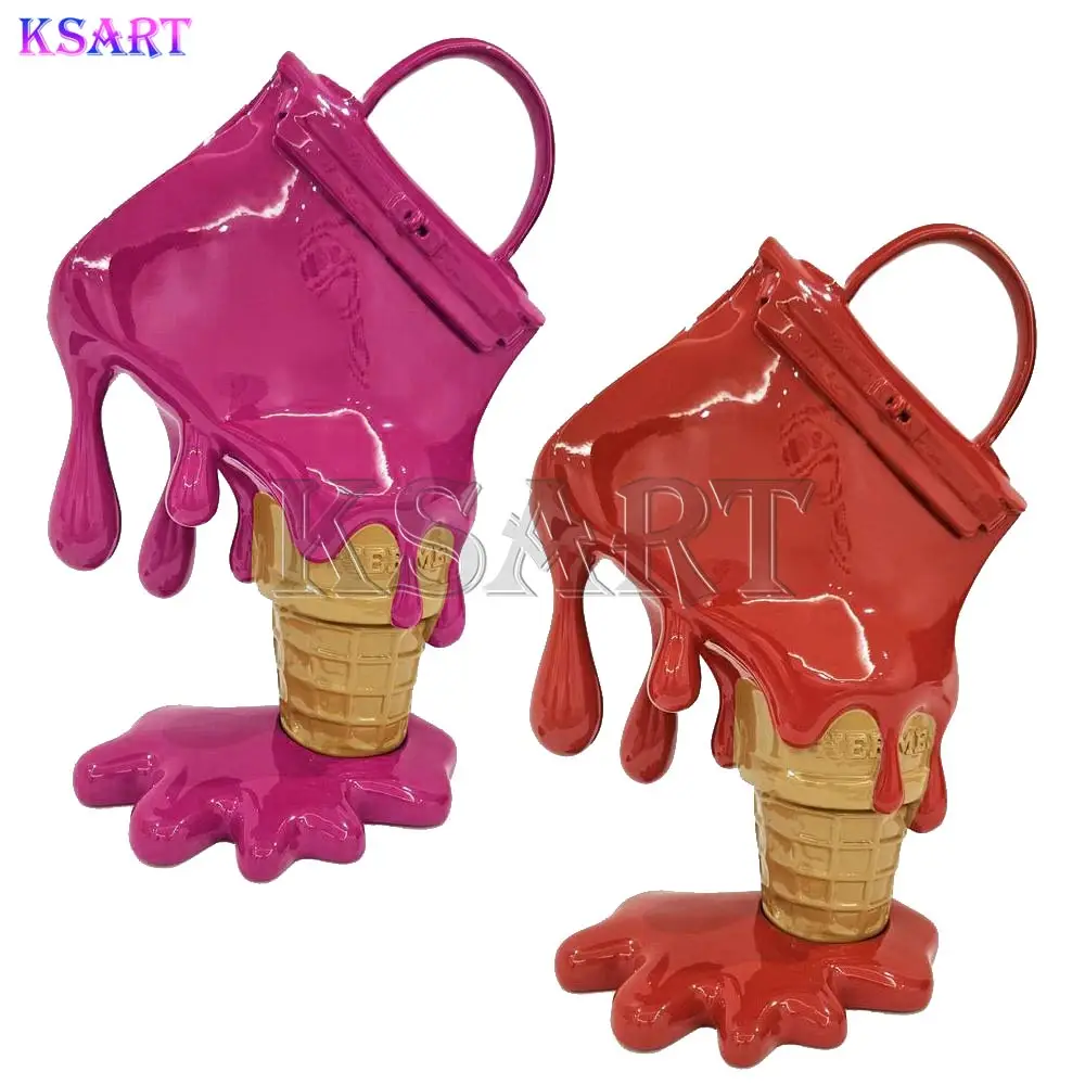 High quality melted ice cream resin Crafts Sculpture Ornaments Shop Gallery Art sculpture Chrome sculpture