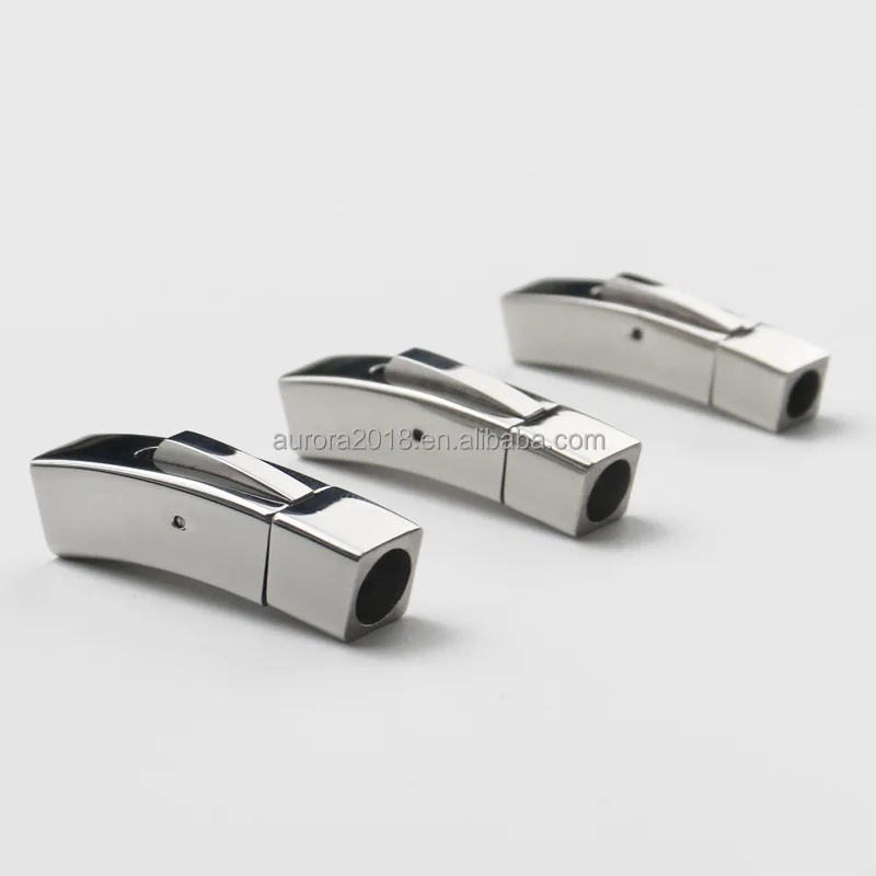 Supplier Wholesale Custom Square Hexagon Leather String Buckle Stainless Steel Wristband Clasp DIY Adornment Fittings Fastener