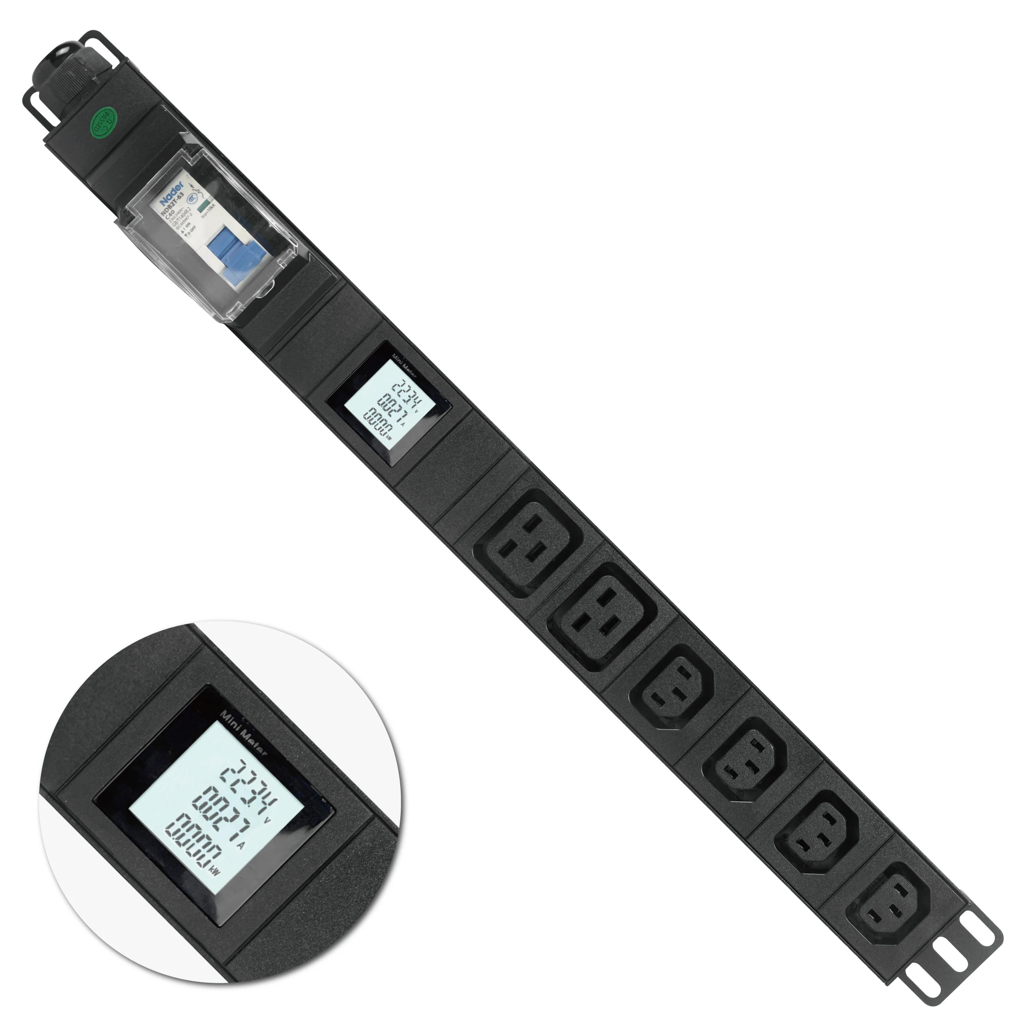 ETL PDU With Meter Display Breaker Power Distribution Unit l630p 240v 30A C13 C19 Rack Mount PDU