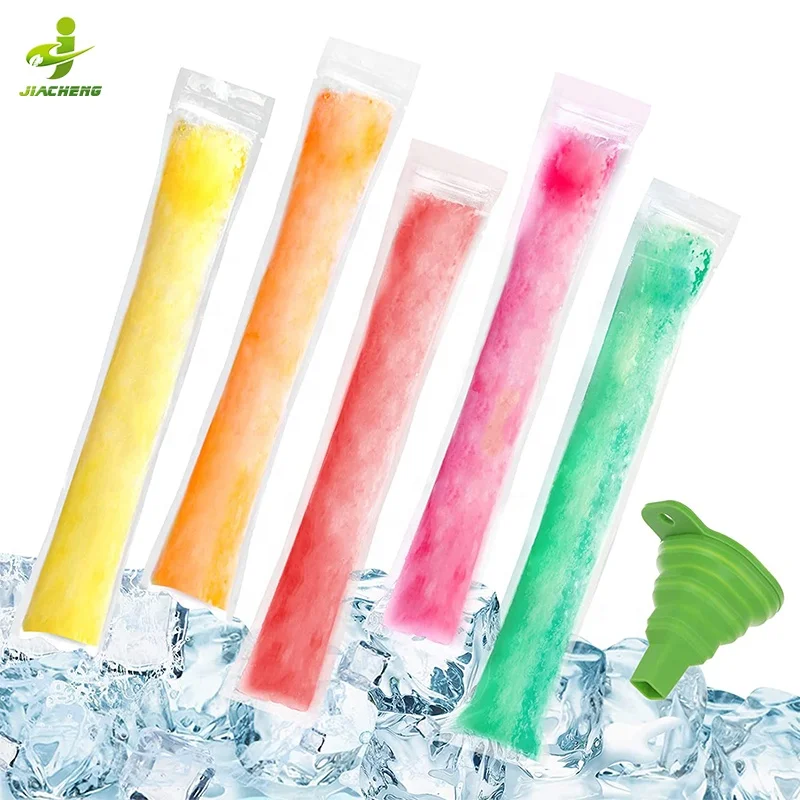 Disposable bolsas de hielo para helados bpa free transparent freeze yogurt diy ice lolly pop pouch popsicle mold bag with zipper