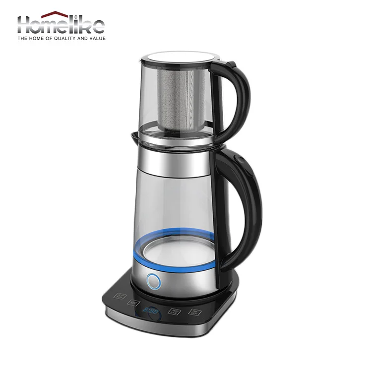 Hot Selling Appliances 1.7L Glass Tea Kettle with Tea Pot Electric Turkish Samovar Tea Maker for Kitchen