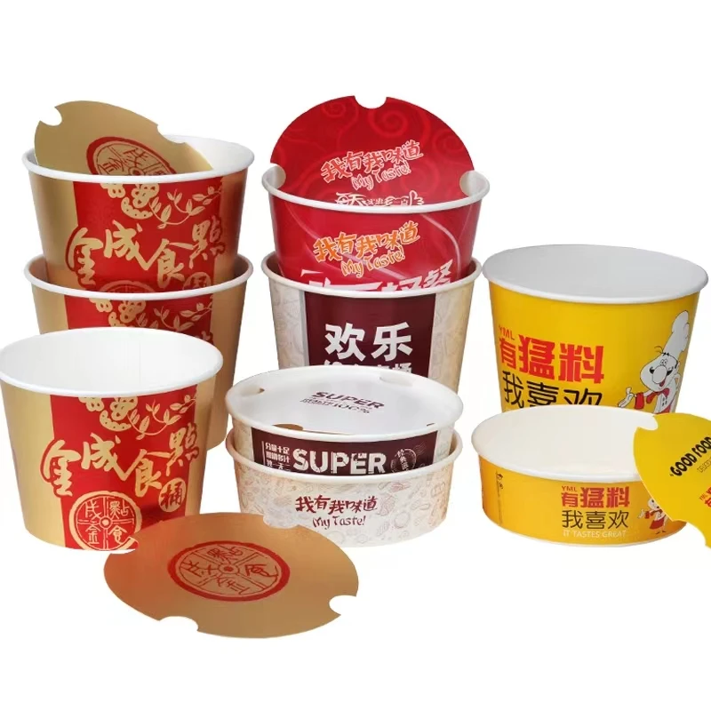 Custom logo printed 32oz, 46oz, 64oz, 85oz, 170oz Kfc Paper Bucket/Fried Chicken Paper Bucket with paper lid