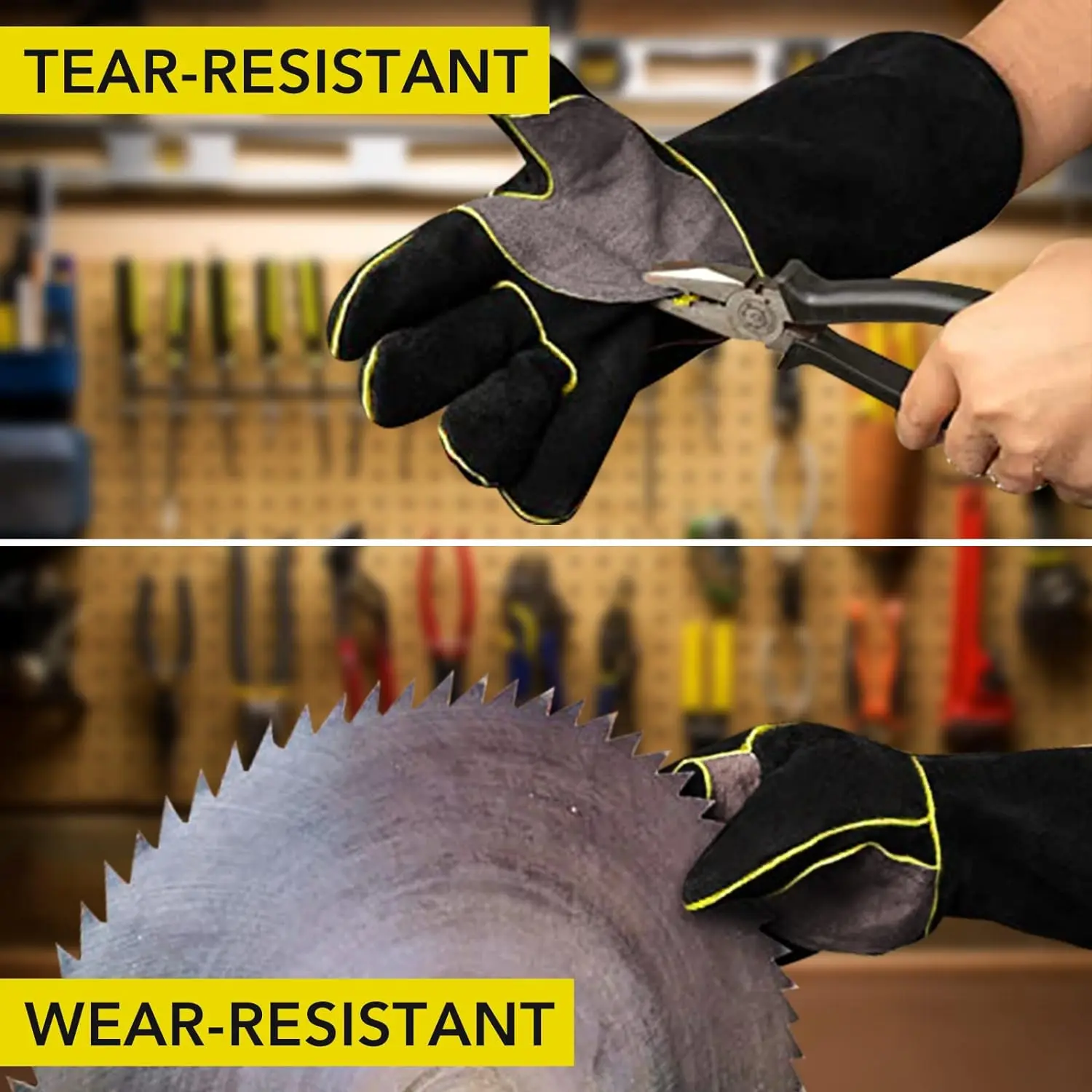 China hot sell 14 16 inch cheap welding glove made of split leather oem cowhide leather welding gloves heat resistant 500 degree