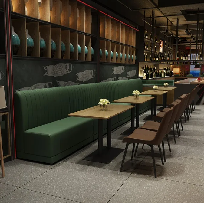 American Style restaurant cafe booth leather wooden dining room sofas