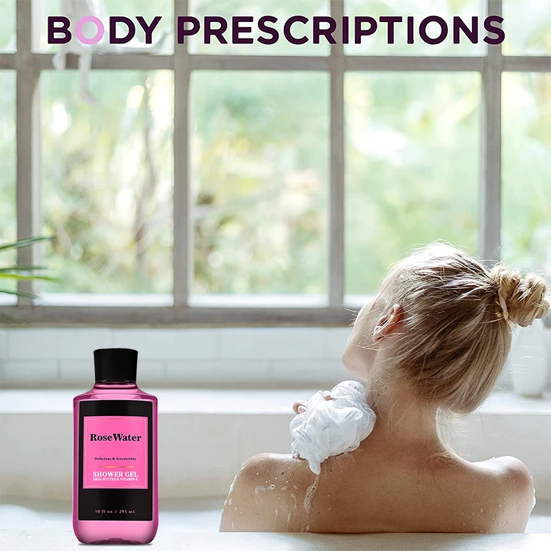 Luxury Shower Gel Sulfate-free Refreshing & Moisturizing and Rose Water & Niacinamide Whitening Skin Shower Gel