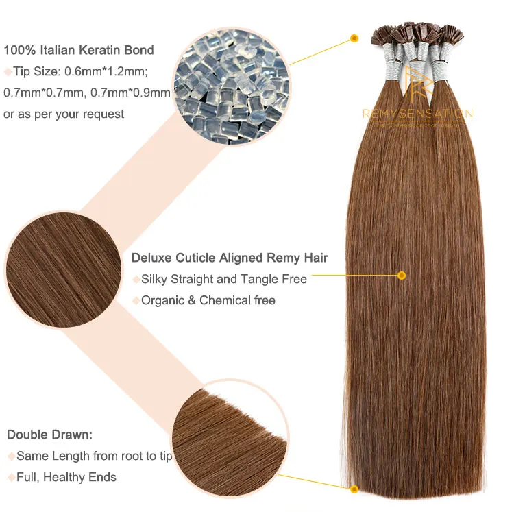 Delux Double Drawn Indian 12A Grade Virgin Keratin Flat Tip Hair Extensions Human Hair
