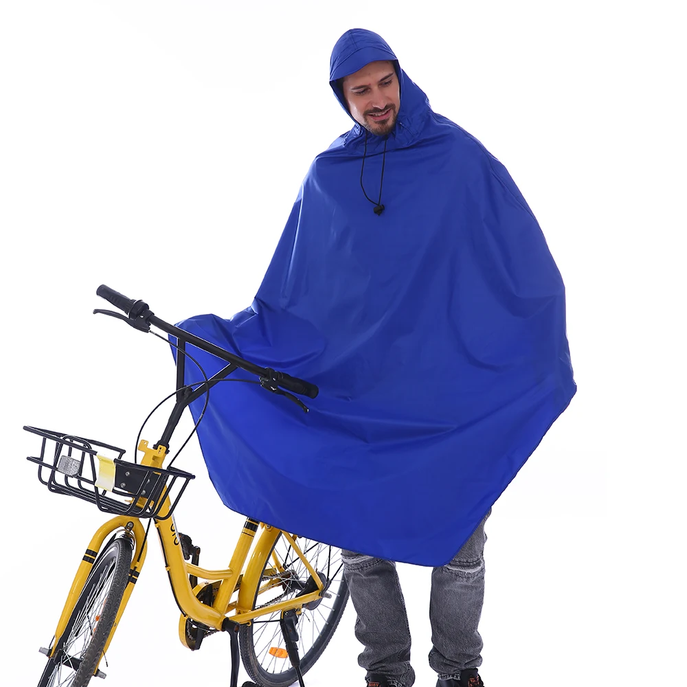 Black Hooded Waterproof PVC Plastic Vinyl Rain Poncho for Adults
