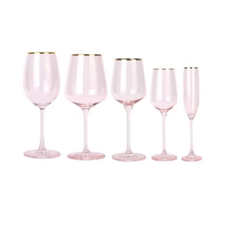High Quality Vintage Antique Blue Color Pink Wine Glasses