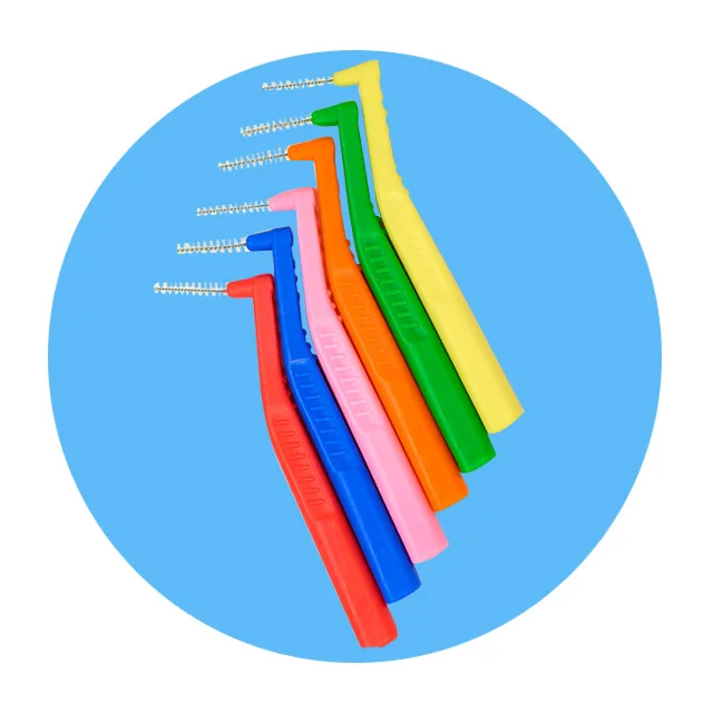 2021 Creative Design Orthodontic Oral Cleaning Colorful Biodegradable L Shaped Toothpick Interdental