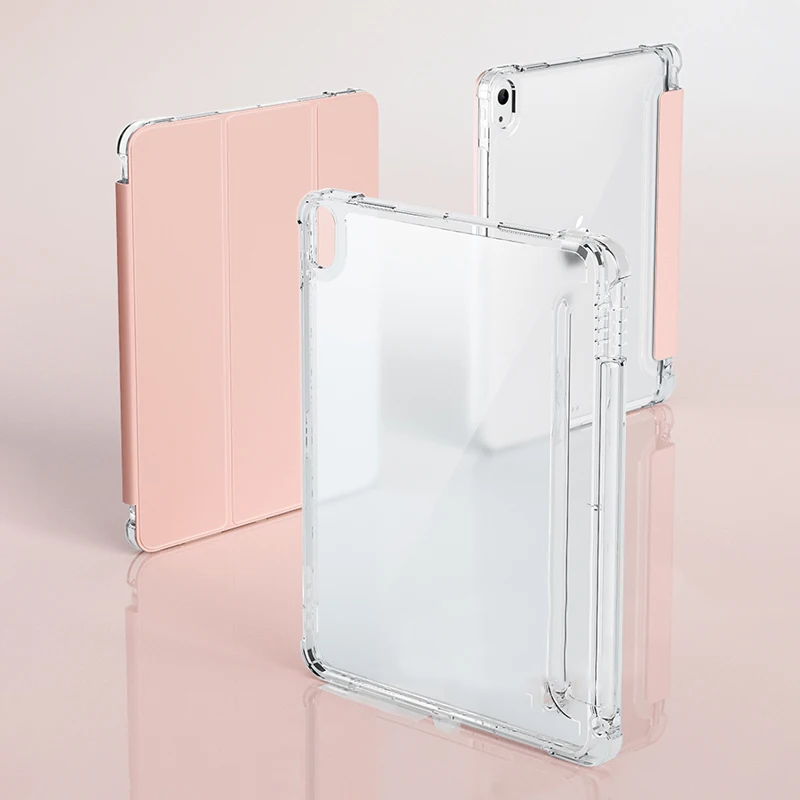 Professional Leather Tablet Case for iPad Mini 6 Shockproof Transparent Clear Cover in Black Pink Blue for Kids Use