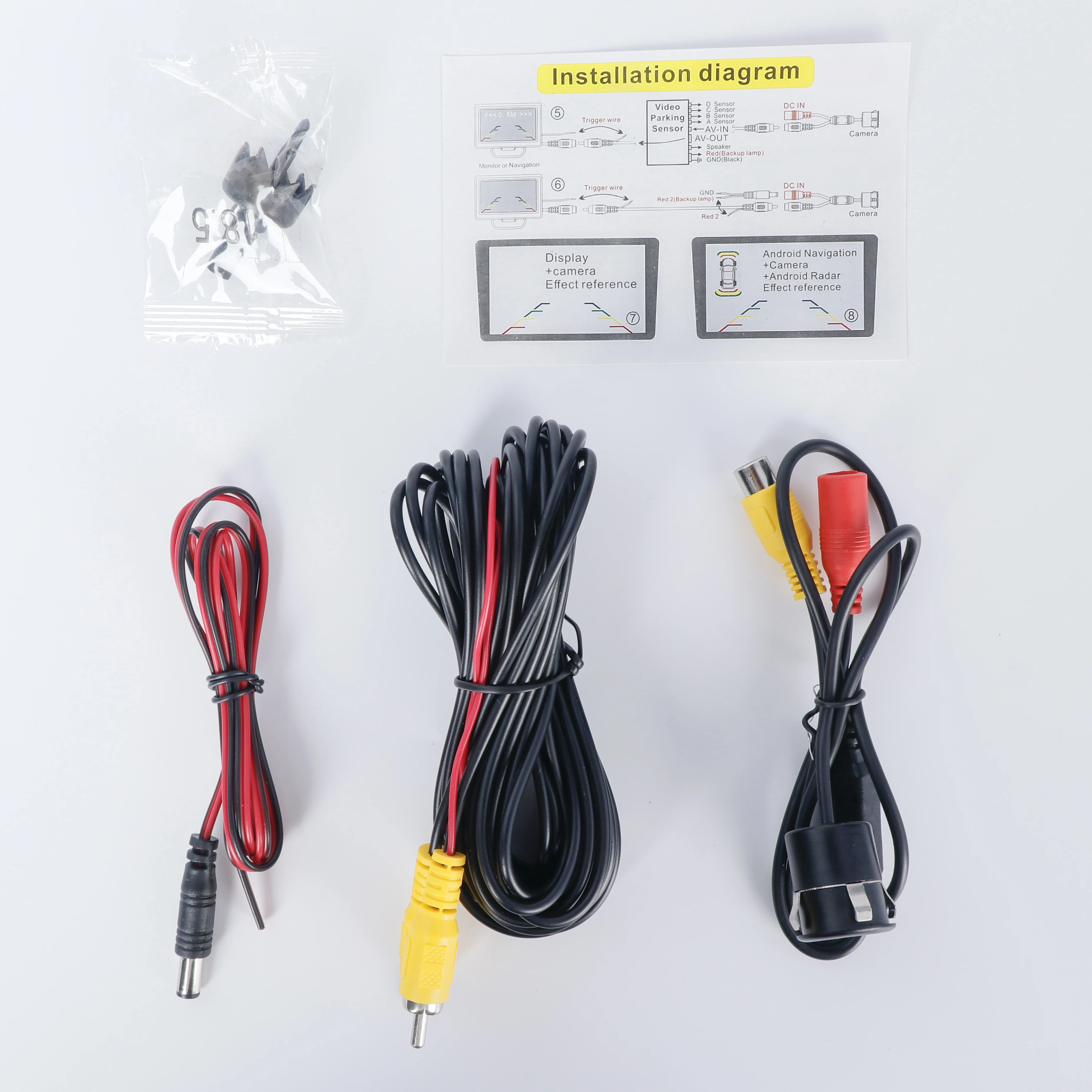 Round Housing 8 LED Lights Car Hidden Camera System Mini Reversing Camera Car System Night Vision Hd Car Rear View Camera