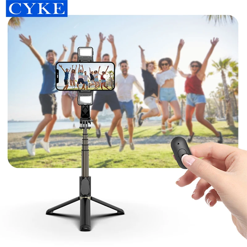 CYKE New Q08d Selfie Gimbal Stabilizer Tripod Selfie Stick Single-axis Stabilizer Handheld Anti-shake With Fill Light