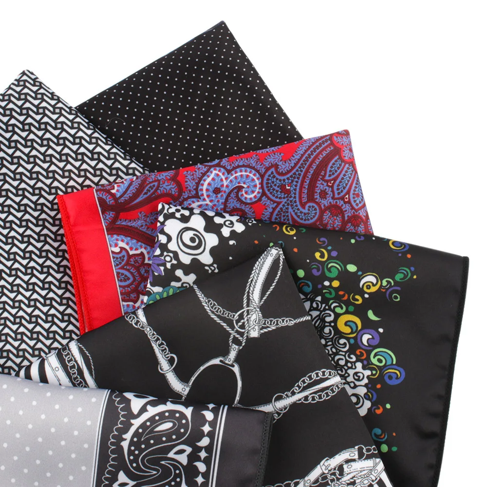 Wholesale Mens Fashion Classic Handkerchief High Quality Knitted Polyester Printed Pocket Square