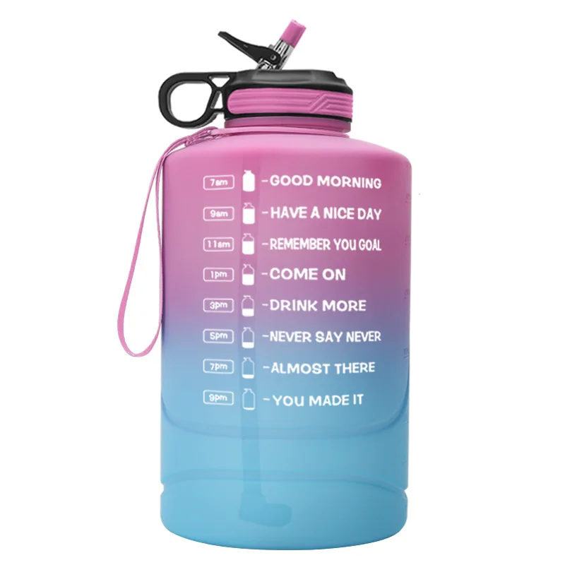 High Quality  Half Gallon PETG Plastic Motivational Sport Water Bottle BPA free with Time Markers