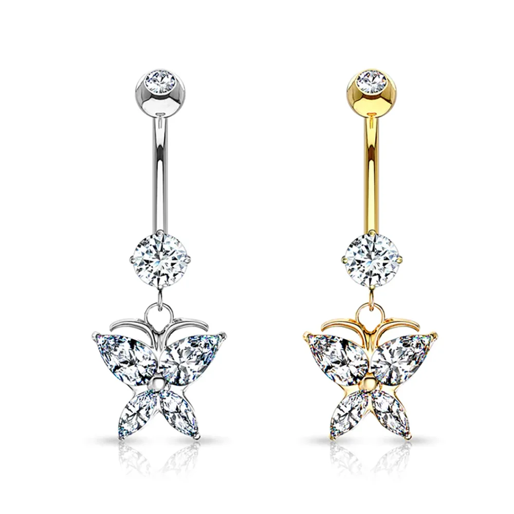 Wholesale 14K Solid Gold Jewelry  Gold Navel Ring 14K Belly Rings Navel Piercing Jewelry For Woman