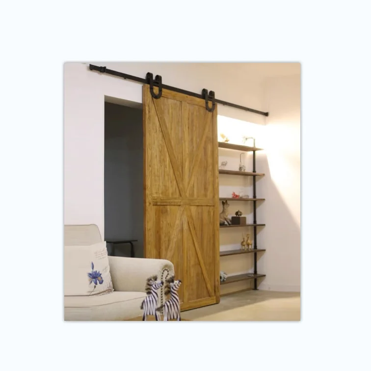 Professional custom simple vintage log Japanese style restaurant toilet household  partition hanging rail push pull barn door