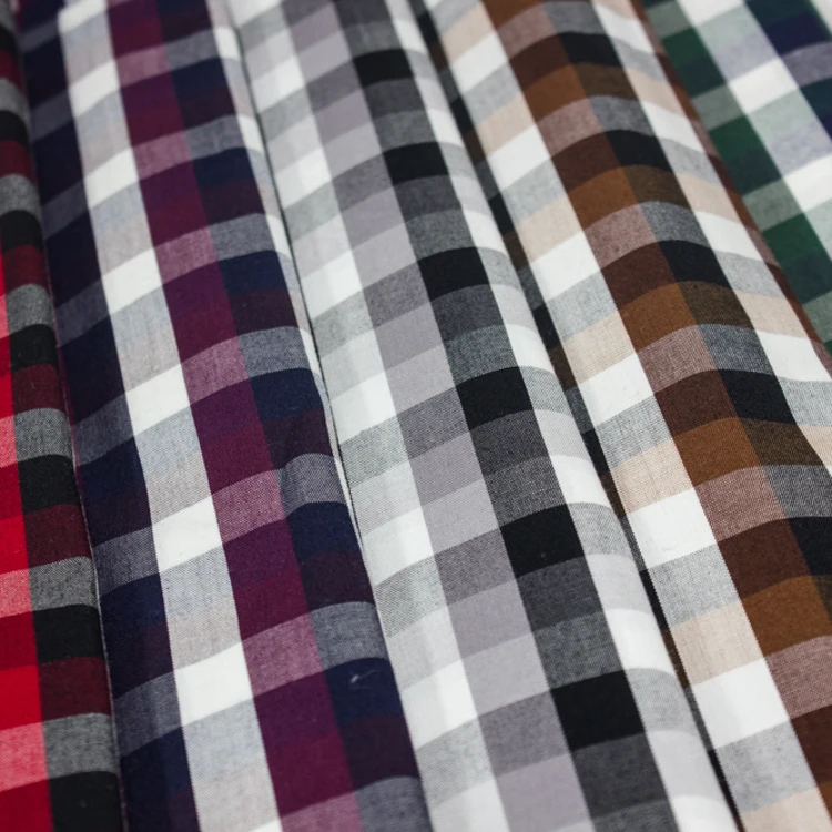 100%cotton density 130*84 red and black checks shirt fabric