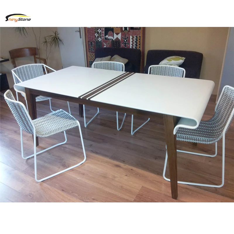 Differential table base design corians solid surface stone dining table