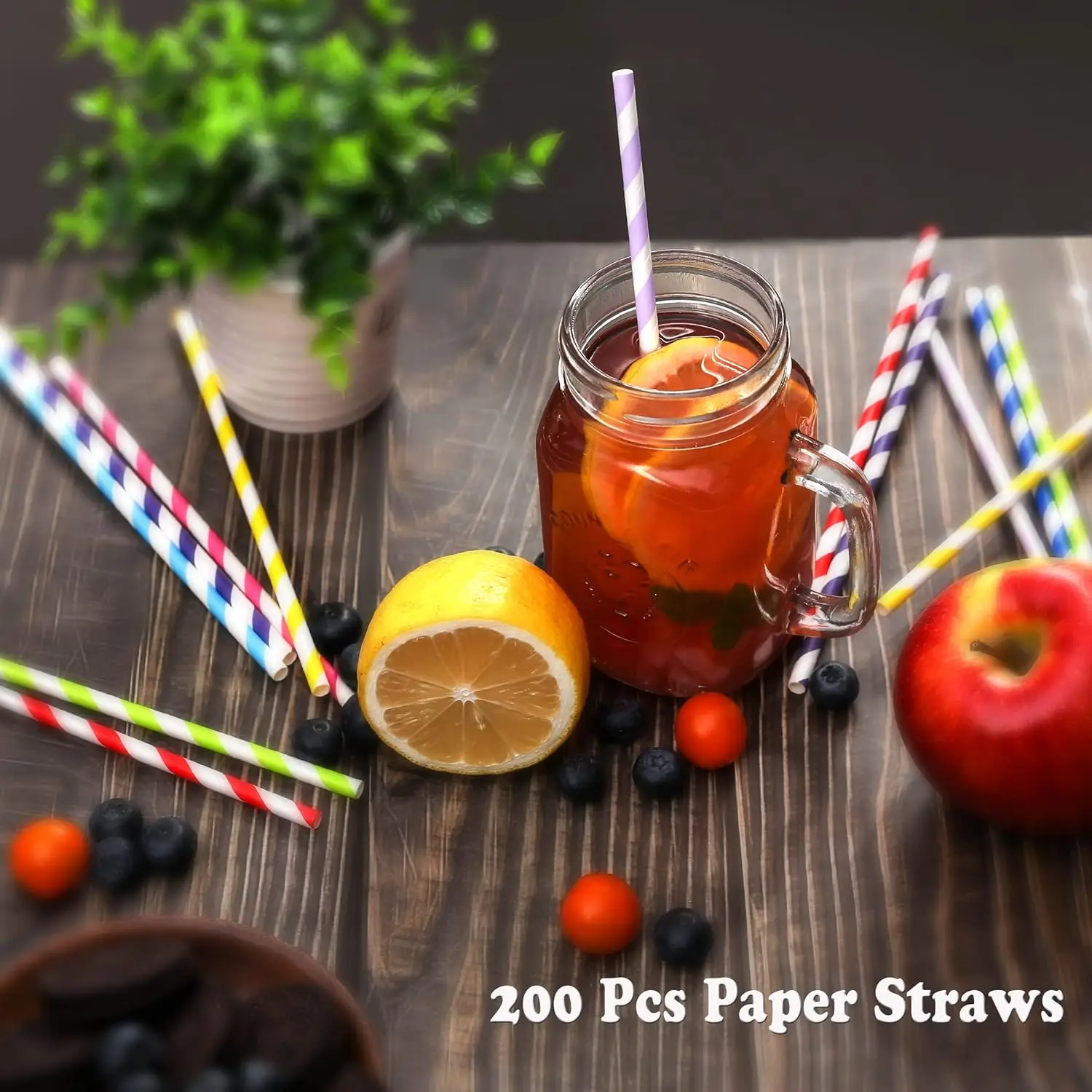 Biodegradable Colorful Paper Straws Decorative Disposable Drinking Straws for Coffee Juice Tea