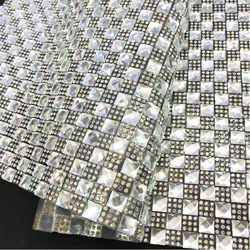 w082 Custom AB rhinestone 8*8mm glass beads crystal sheet hotfix rhinestone mesh for shoe