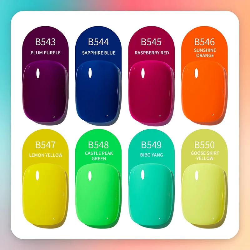 8 Colours 15ml Macaron Candy Fluorescent Colour Nail Polish Suitable Sunshine Orange Nail Art DIY Factory Wholesale