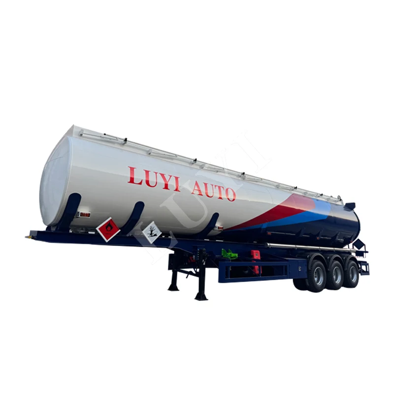 High Quality 3 Axle 40 Tons Trailer Fuel Tank Semi Trailer Linglong Tire Air Suspension Fuel Transport Hazard Signs