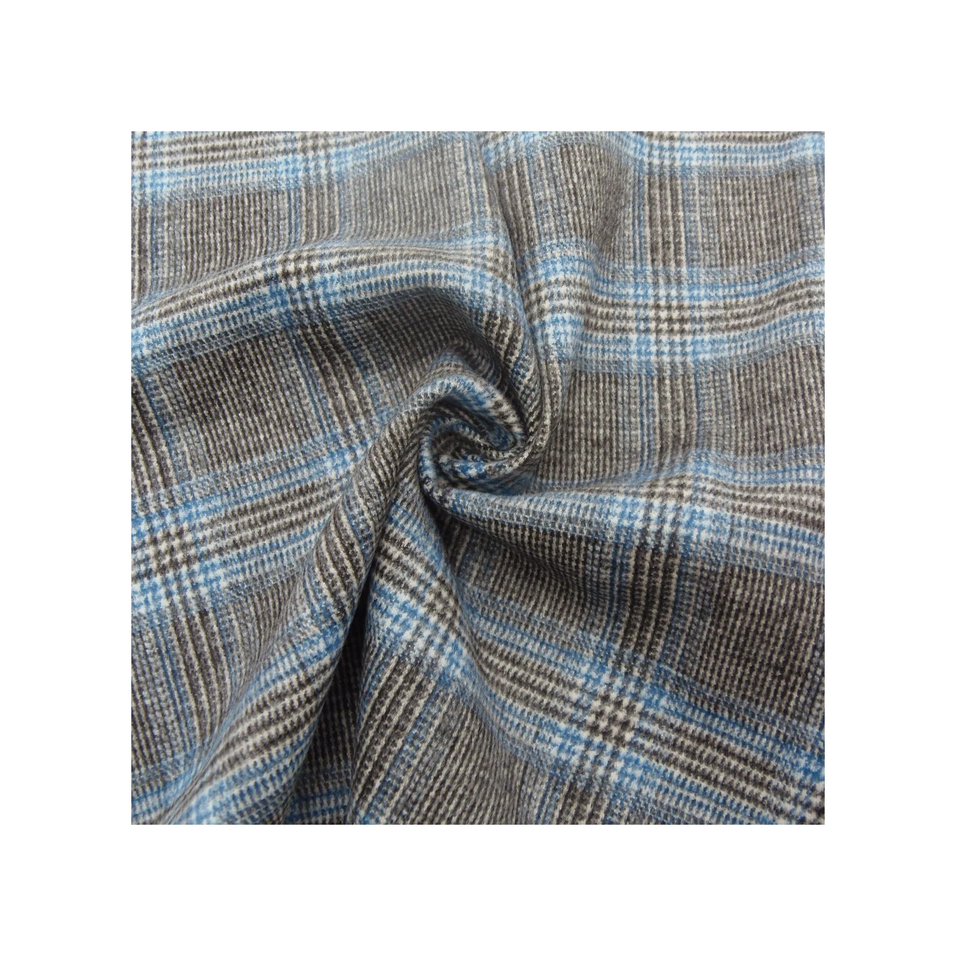 one side semi-worsted plaid wool tweed fabric for coats