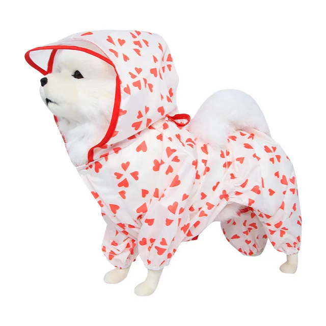 Plant Wholesale Pet Waterproof Hoodie Summer Transparent Clear Dog Clothes Raincoat
