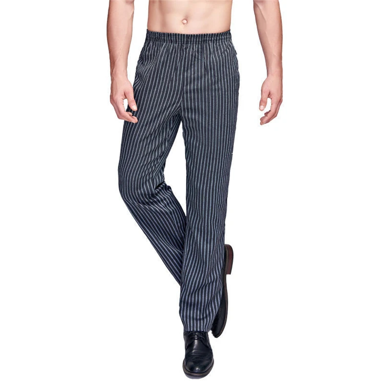 
Mens chef pants Casual Pants Man Striped Trousers Elasticized Waist Cargo work Pants pLaid pants 