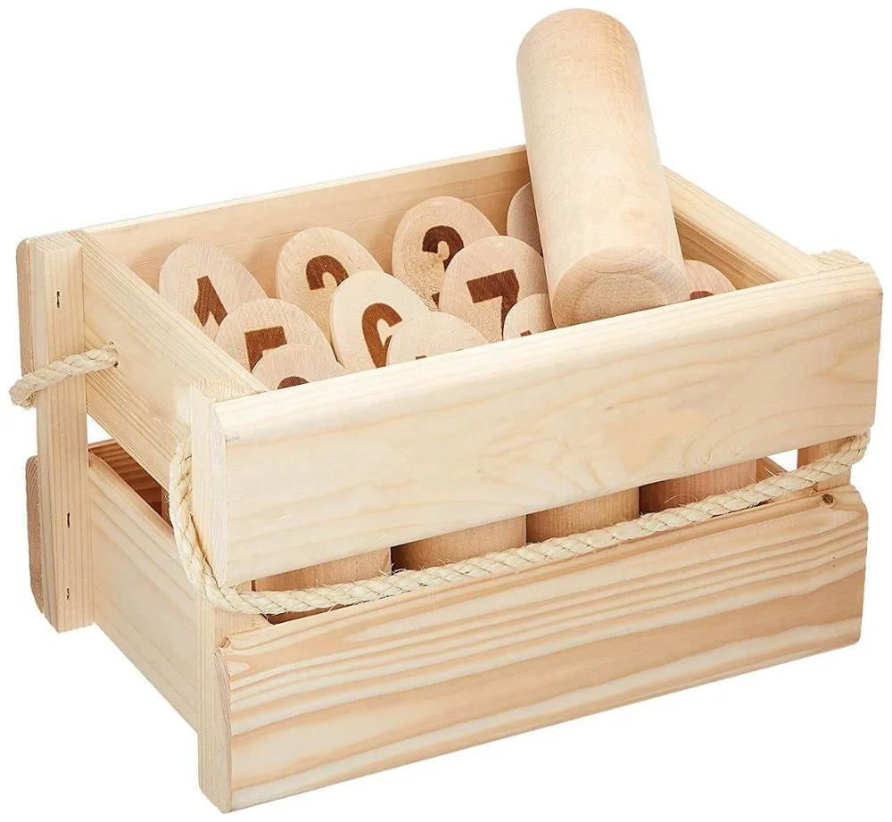 factory direct sale wooden number skittle Stick throwing toss kubb game molkkies