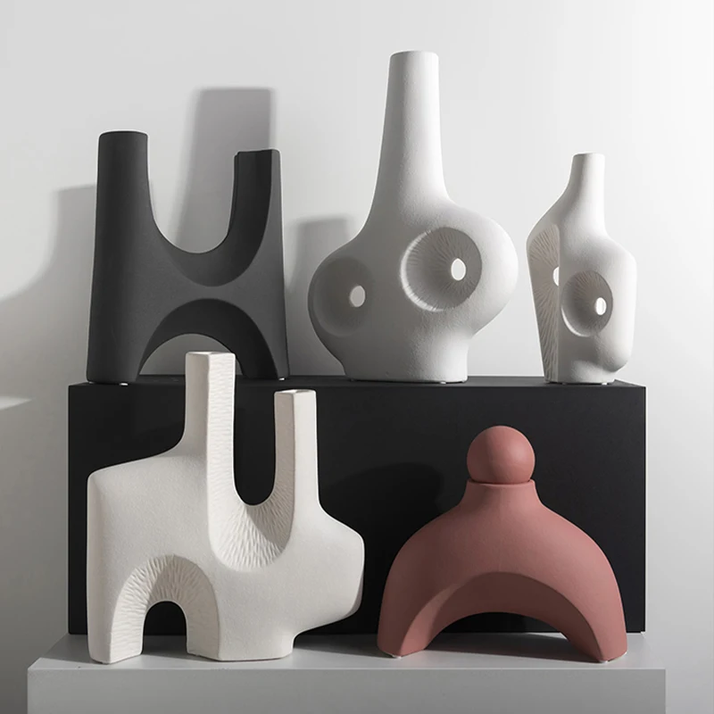arch geometric art ceramic modern white nordic vase for home decoration