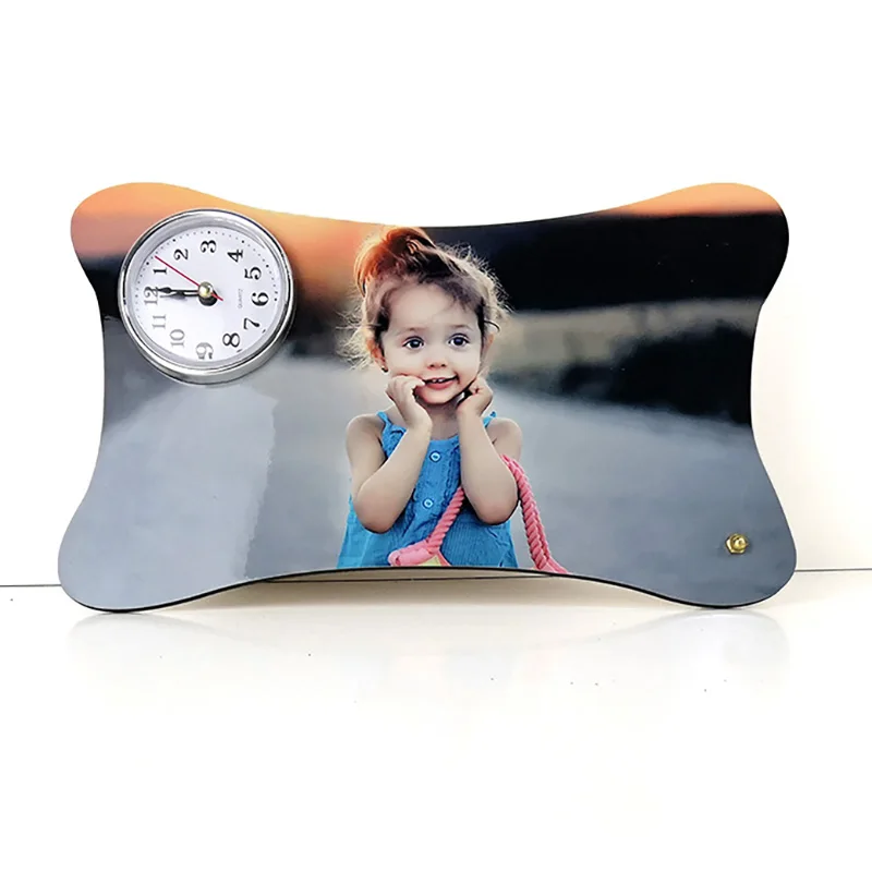 Rectangle sublimation desktop clock custom wooden table clock factory