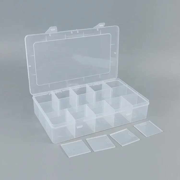 Wholesale 15 Grid Home Organize Box High Quality Transparent Plastic Square Container PP Multifunctional Storage for Toys