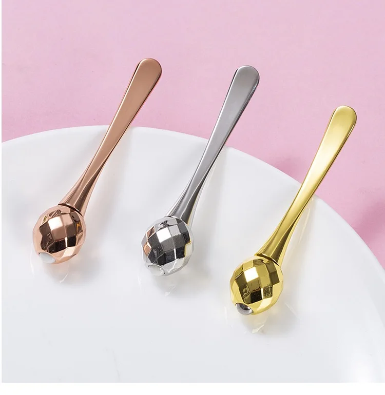 Cosmetic Spatula Private Label Moisturizing Lotion Face Cream Mixing Stick Gold Metal Makeup Spoon