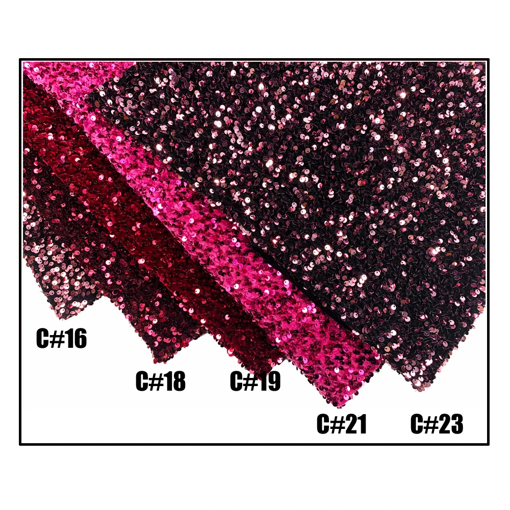 Various style winter velvet embroidery black red pink sequin fabric