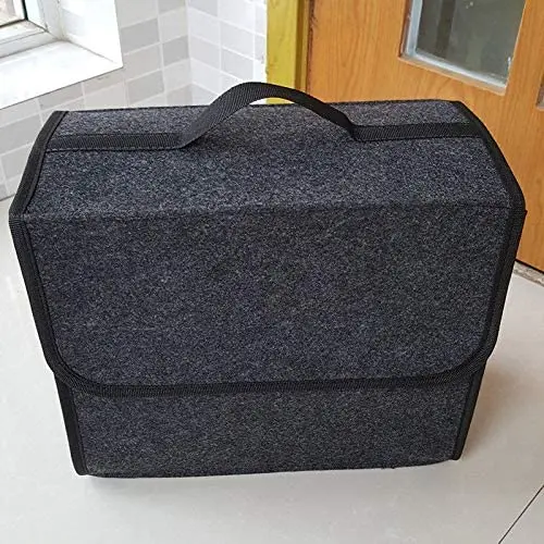 
Collapsible Soft Felt Car Storage Box Adjustable Securing Straps Portable Car Trunk Organizer 