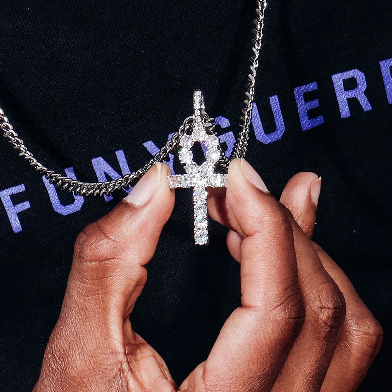 cross necklace moissanite gold silver pendant necklace hip hop 2022 best sale pendant for men