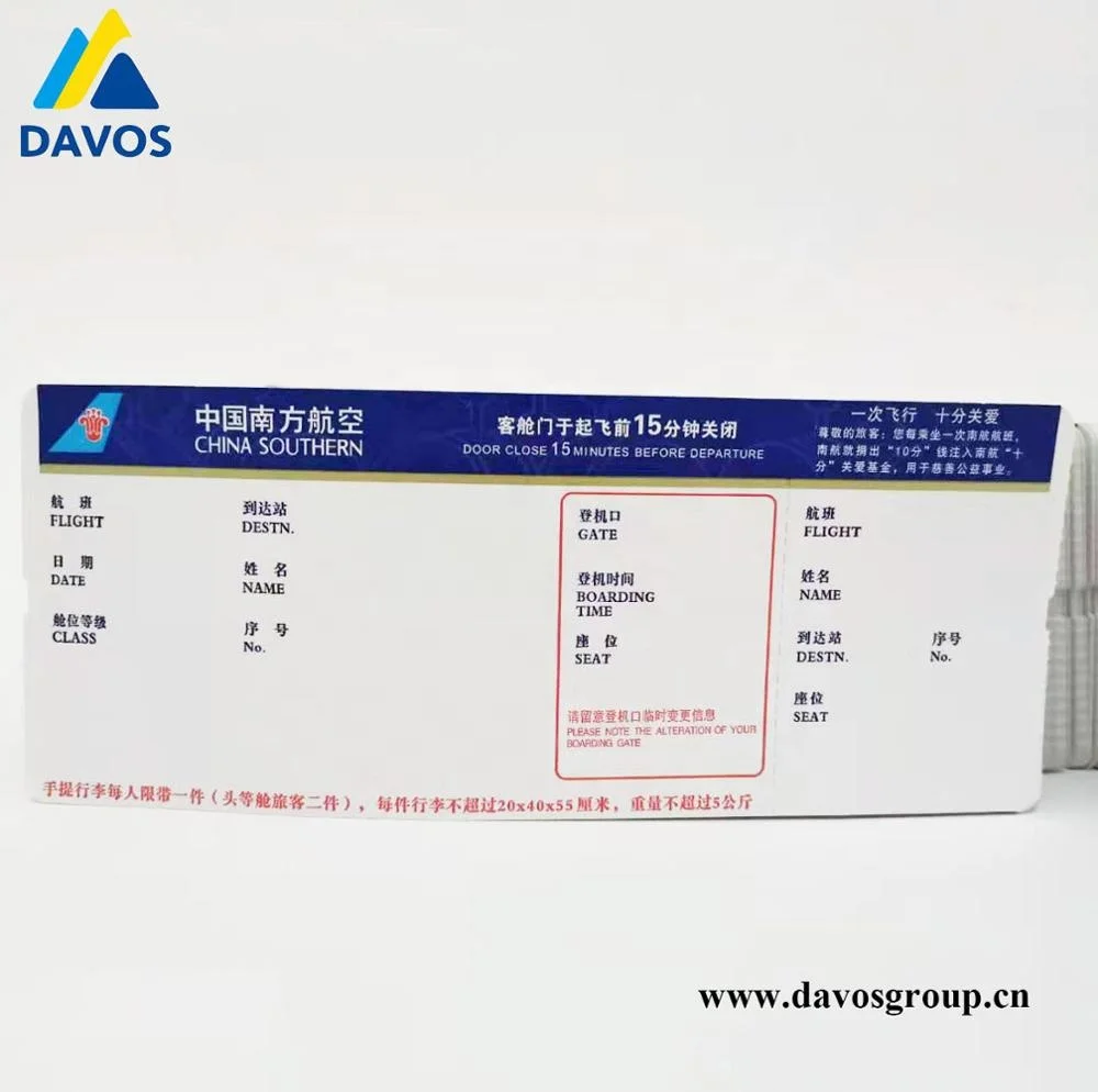 
OEM company high quality thermal paper airline tickets booking 