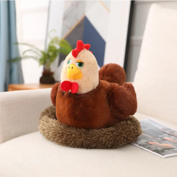 Wholesale plush Simulated Rooster Doll cute stuffed hen toy that can lay eggs Plush Playhouse Hatching Chicken gift for kids