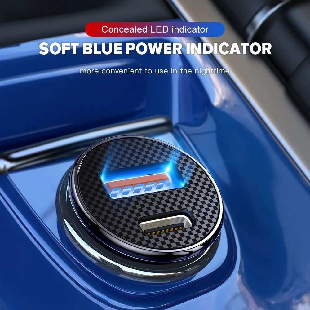 PD 20w QC 18w car charger fast charging 3.0 qc dual port usb c mobile phone guangdong car charger