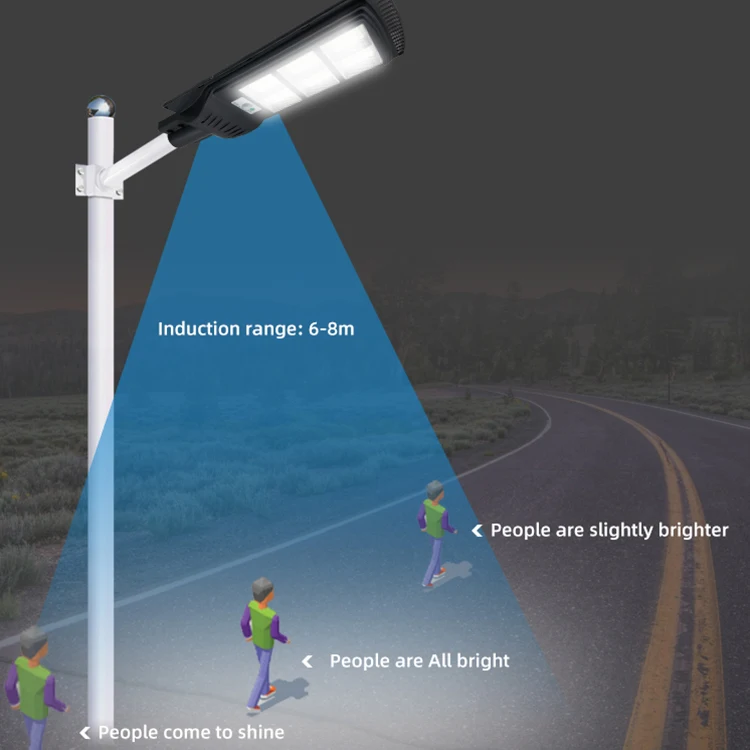 SHENHONG New Lampadaires All In One Black Waterproof Outdoor Road 100 200 300 W LED Solar Streetlight