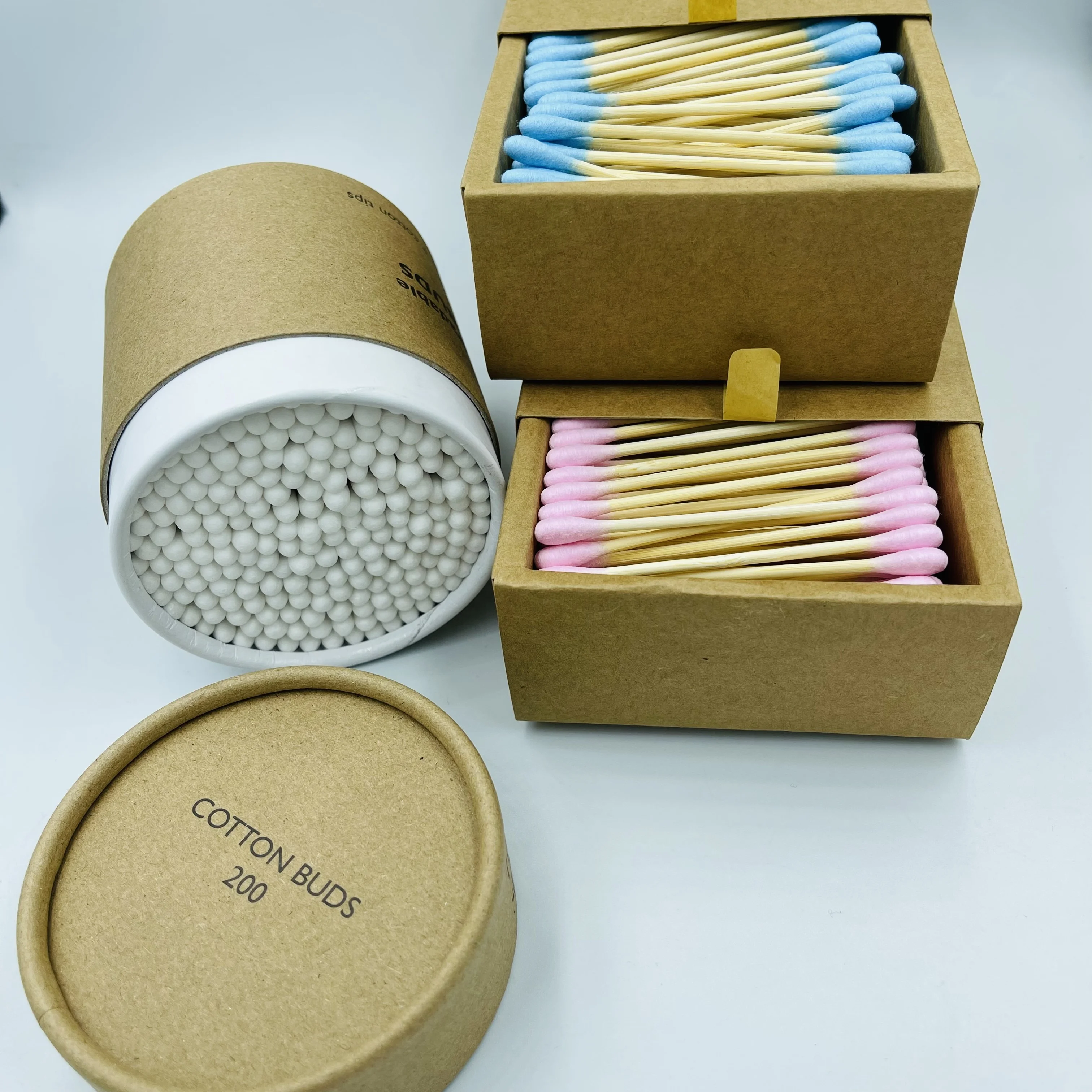 custom package organic cotton swab ear cleaning buds personal skin care makeup bamboo swabs